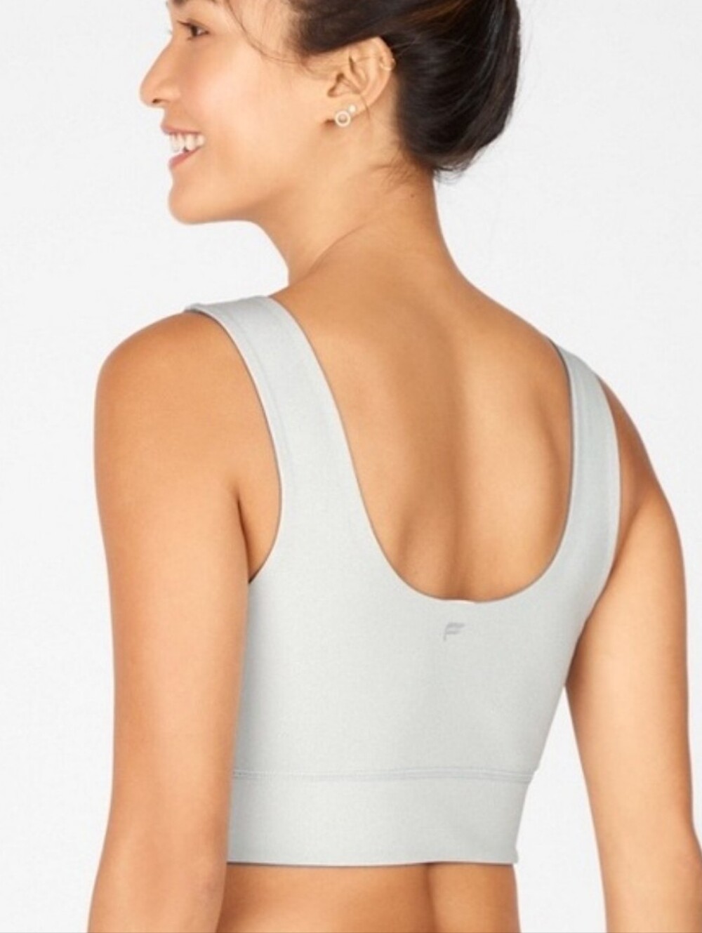 Fabletics Harlyn Reversible Seamless Lt Gray & Beige/cream Scoop Sports Bra XL